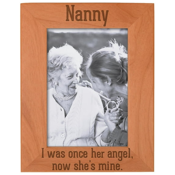 ThisWear Grandma Memorial Frame Nanny I Was Once Her Angel Now She's Mine Memories Frame Natural Wood Engraved 5x7 Portrait Picture Frame Wood
