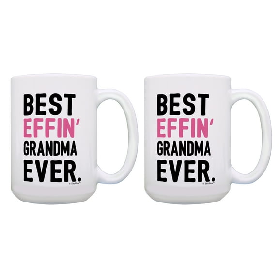 ThisWear Grandma Mother's Day Gift Set Best Effin Grandma Ever Grandma Coffee Mug Set Grandma Birthday Gifts 2 Pack 15oz Coffee Mugs Grandma