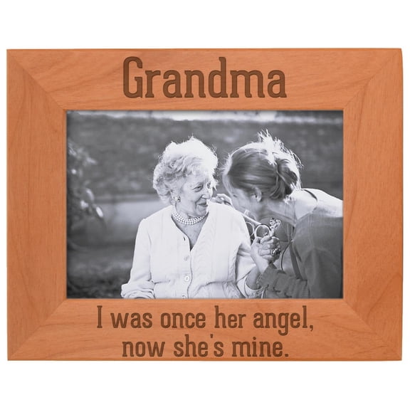 ThisWear Grandma Remembrance Frame Grandma I Was Once Her Angel Now She's Mine Natural Wood Engraved 5x7 Landscape Picture Frame Wood