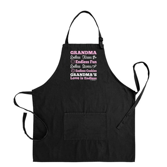 ThisWear Grandma's Love is Endless Funny Apron for Kitchen Two Pocket Apron Black
