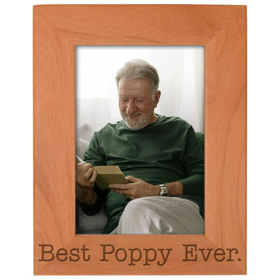ThisWear Grandpa Birthday Gift For Best Poppy Ever Natural Wood Engraved 5x7 Portrait Picture Frame