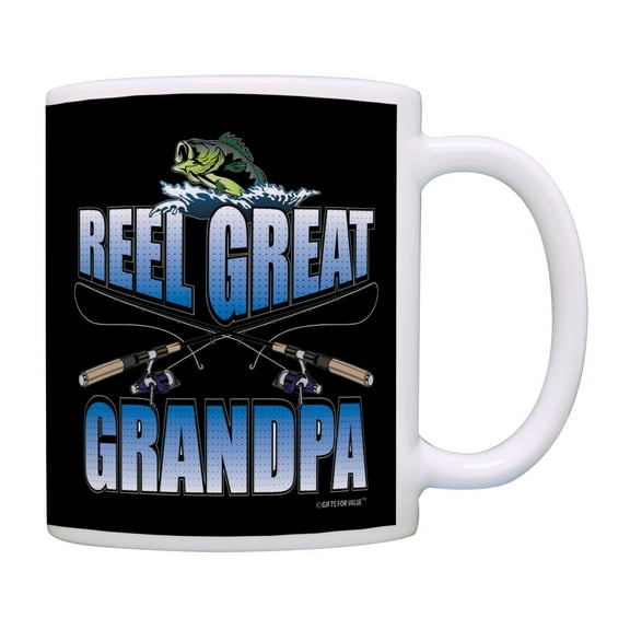 ThisWear Grandpa Birthday Gifts Reel Great Grandpa Bass Fishing Gifts for Men Coffee Mug Black