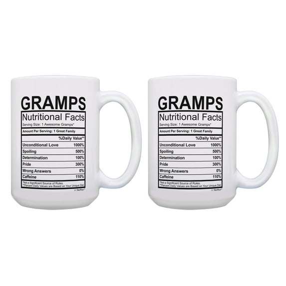 ThisWear Grandpa Gift Set Gramps Nutrition Facts Gramps Mug 2 Pack Gift 15oz Coffee Mugs