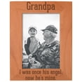 thumbnail image 1 of ThisWear Grandpa Memorial Frame I Was Once His Angel Now He's Mine Memories Frame Natural Wood Engraved 5x7 Portrait Picture Frame Wood, 1 of 6
