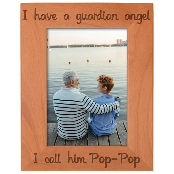 ThisWear Grandpa Memorial Frame Pop-Pop I Have a Guardian Angel Memories Frame Natural Wood Engraved 5x7 Portrait Picture Frame Wood