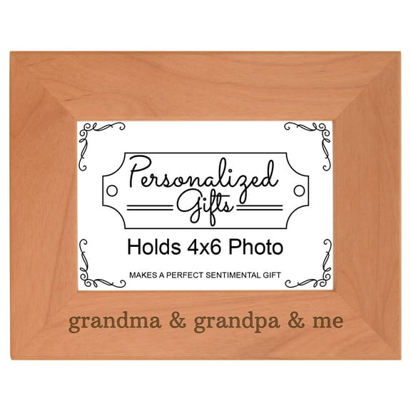 ThisWear Grandparents Gifts Grandma Grandpa and Me Wood Laser 4x6 Landscape Picture Frame