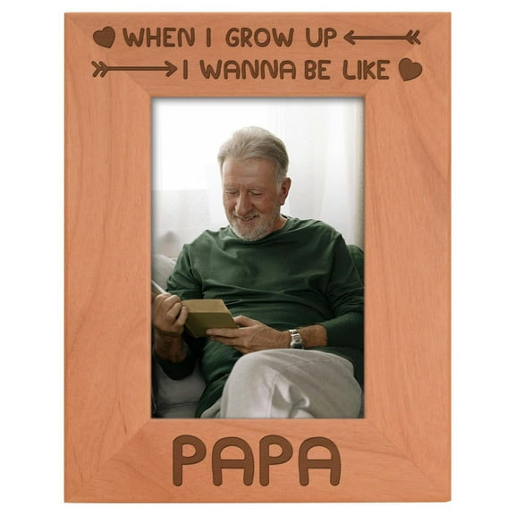 Personalized Gifts Grandson Granddaughter Gift Be Like Papa Natural Wood Engraved 4x6 Portrait Picture Frame Wood