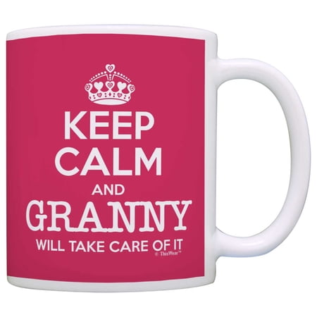 ThisWear Granny Mother's Day Gift Keep Calm Granny Will Take Care of It Funny 11 ounce Coffee Mug Pink