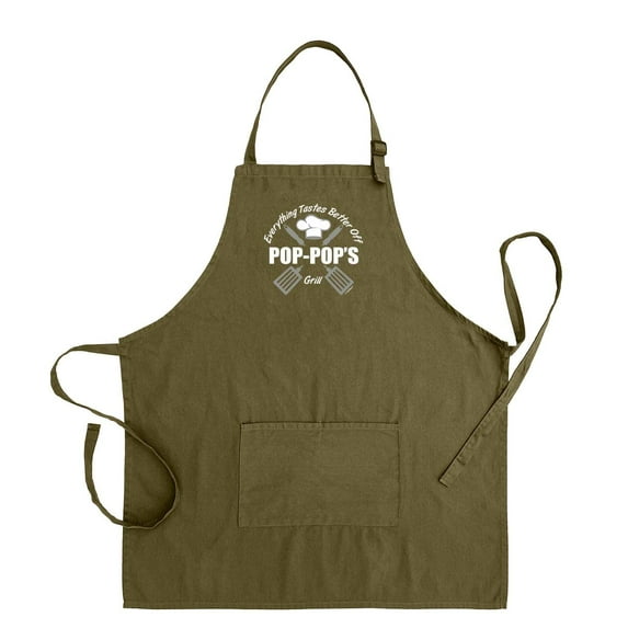 ThisWear Grilling Accessories Everything Better Off Pop-Pops Grill Two Pocket Apron Military Green