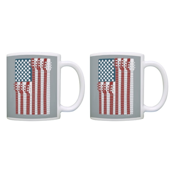 ThisWear Guitar Lover Gifts Guitar American Flag Mugs Gifts for Music Lovers Guitar Gift for Men Electric Guitar Gifts for Guitarists Cool Mugs Set 11 ounce 2 Pack Coffee Mugs Multi