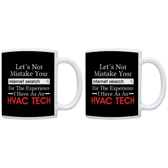 ThisWear HVAC Tech Gifts Mistake Internet Search for Experience 11 ounce 2 Pack Coffee Mugs Black