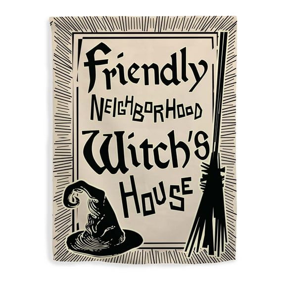 ThisWear Halloween Flag Home Decor Friendly Neighborhood Witch's House Dark Humor Vertical House Flag Multi