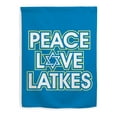 thumbnail image 1 of ThisWear Hanukkah Party Supplies Hanukkah Peace Love Latkes Vertical House Flag Blue, 1 of 3