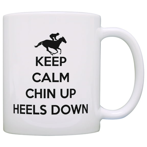 ThisWear Horse Gifts for Horse Lovers Keep Calm Chin Up Heels Down 11 ounce Coffee Mug