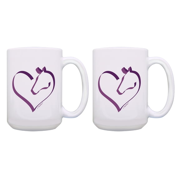 ThisWear Horse Themed Gifts Horse Heart Coffee Mug Set Large Horse Coffee Mugs Equestrian Gifts for Women 2 Pack 15oz Coffee Mugs