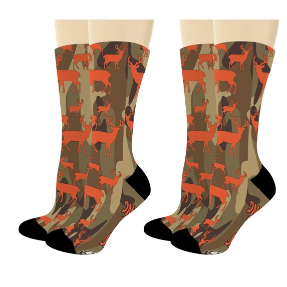 ThisWear Hunting Gift Set Life Is Better Deer Hunter Socks Camouflage Crew Socks 2-Pairs Novelty Crew Socks