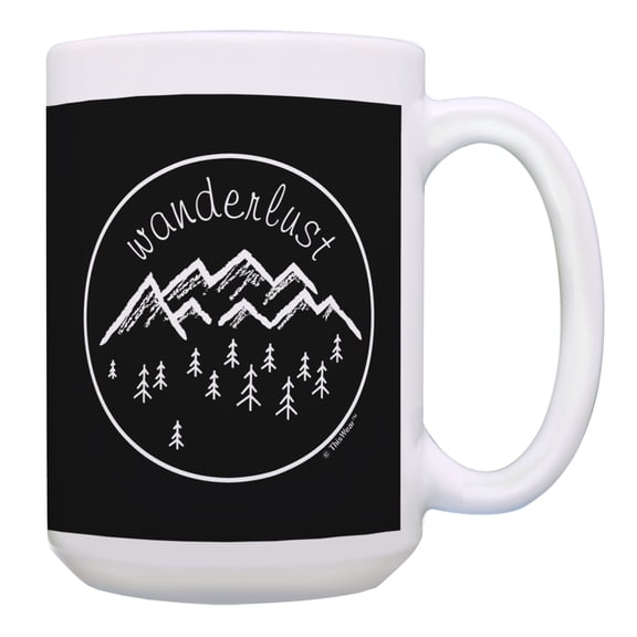 ThisWear Inspirational Coffee Mugs Wanderlust Mountain Mug Mountain Coffee Mug Adventure Gifts Travelers Gift 15oz Coffee Mug Black
