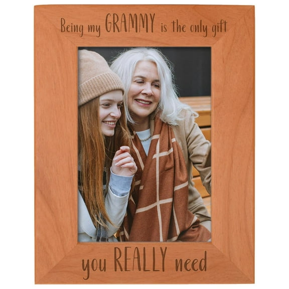 ThisWear Inspirational Gift For Grammy Being My Grammy Is The Only Gift You Really Need Wood Engraved Portrait 5x7 Photo Frame