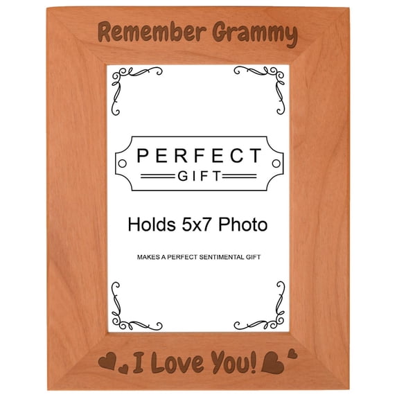 ThisWear Inspirational Gift for Grammy Remember Grammy I Love You Wood Engraved Portrait 5x7 Photo Frame