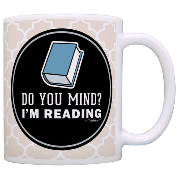 ThisWear Introvert Gifts Do You Mind I'm Reading Librarian 11 ounce Coffee Mug Beige