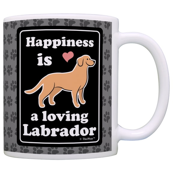 ThisWear Labrador Retriever Lab Gifts Happiness is a Loving Labrador Retriever Lab Lover 11 ounce Coffee Mug Paw Prints