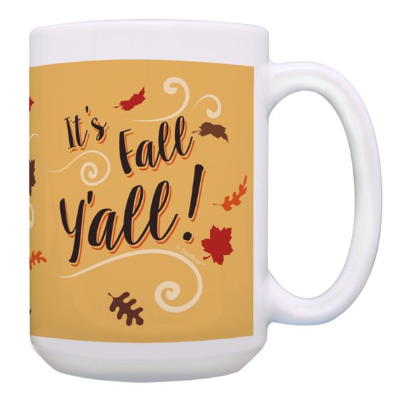 ThisWear Large Fall Leaves Mug Its Fall Yall Fall Coffee Mug Gifts for Fall 15oz Coffee Mug Multi