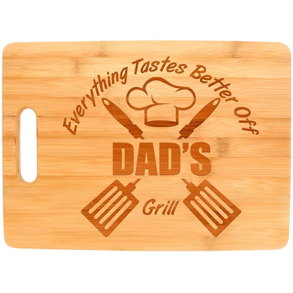 ThisWear Laser Engraved Cutting Board Everything Tastes Better Off Dad's Grill Gifts for Dad Grilling Gifts Dad Birthday Gift Dad Grill Accessories Big Rectangle Bamboo Cutting Board
