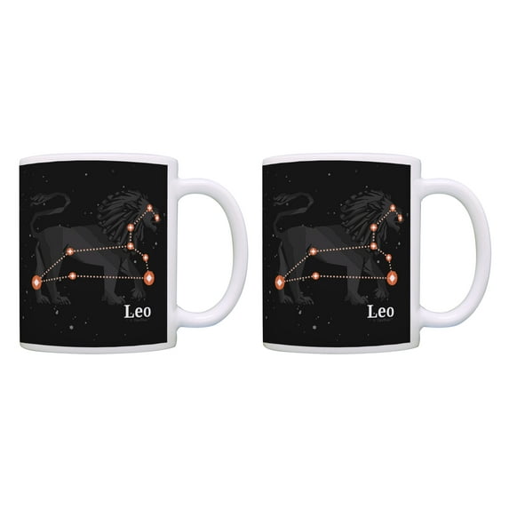 ThisWear Leo Gift Set Constellation Zodiac Mugs Leo the Lion Presents 11 ounce 2 Pack Coffee Mugs Multi