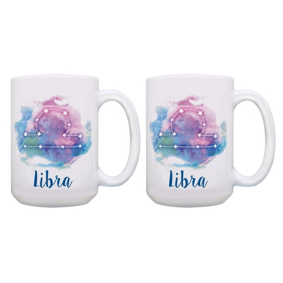 ThisWear Libra Mug Set Libra Constellation Mug Star Sign Mug 2 Pack Gift 15oz Coffee Mugs Nebula