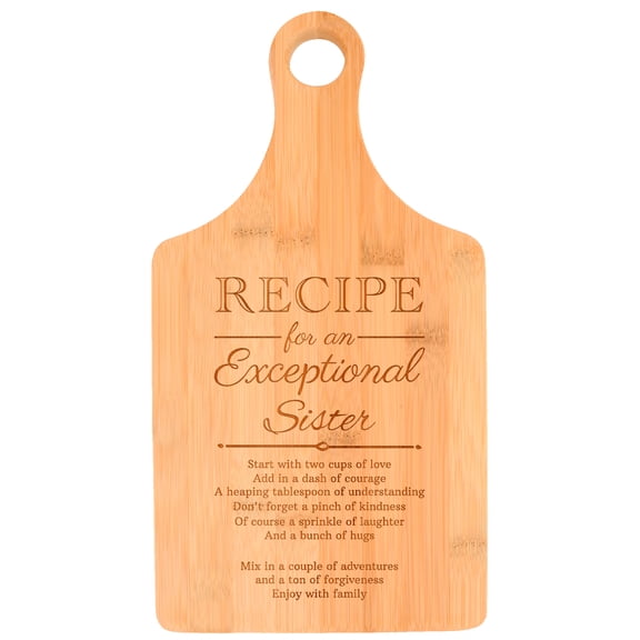 ThisWear Little Sister Gifts Recipe for an Exceptional Sister Present Paddle Shaped Bamboo Cutting Board