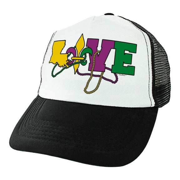 ThisWear Mardi Gras Gifts Mardi Gras Hat Louisiana LOVE Fleur-de-lis Gifts Mardi Gras Clothes Trucker Hat
