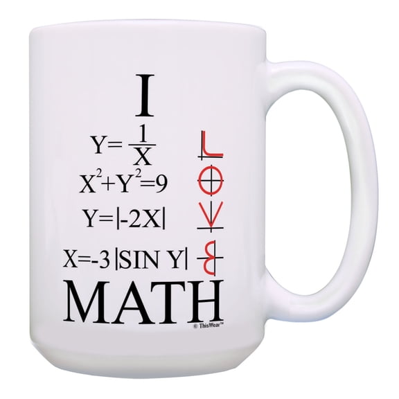 ThisWear Math Nerd Gifts I Love Math Equations Mug STEM Gifts Math Teacher Mug 15oz Coffee Mug