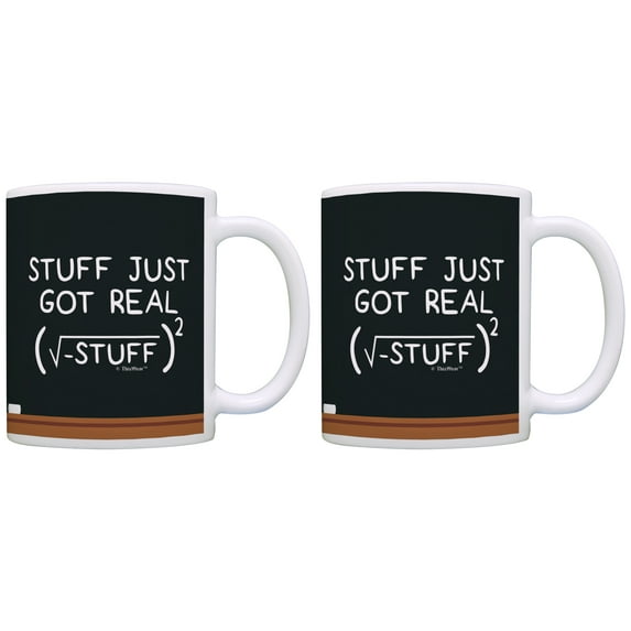 ThisWear Math Teacher Appreciation Gift Stuff Just Got Real STEM 11 ounce 2 Pack Coffee Mugs Chalkboard