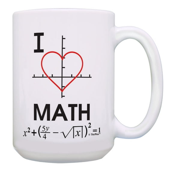 ThisWear Math Teacher Gifts I Heart Math Equations Funny Math Professor Gifts 15oz Coffee Mug