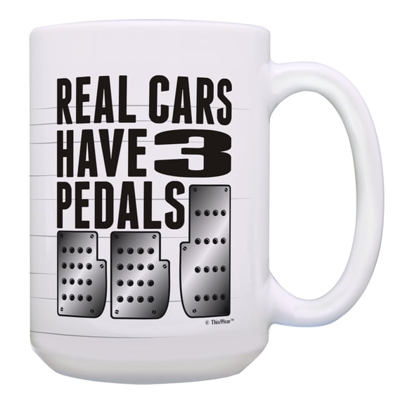 ThisWear Mechanic Themed Gifts Real Cars Have 3 Pedals Mechanic Dad Mug Car Related Mugs Auto Mechanic Gifts for Car Enthusiasts Funny Coffee Cup Gift 15oz Coffee Mug