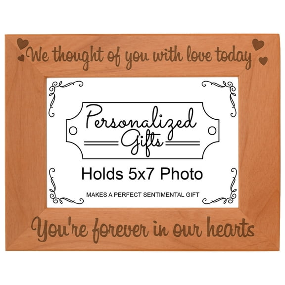 ThisWear Memorial Frames for Loved One We Thought of You with Love Today Forever in Our Hearts Wood Laser 5x7 Landscape Picture Frame