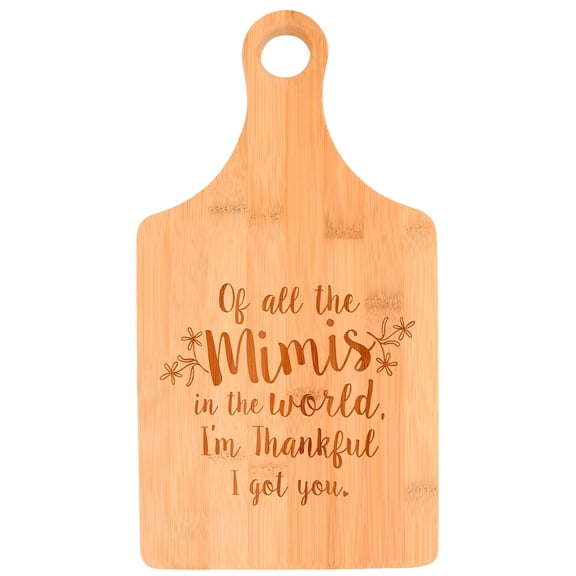 ThisWear Mimi Present Of All the Mimis in The World I'm Thankful I Got You Paddle Shaped Bamboo Cutting Board