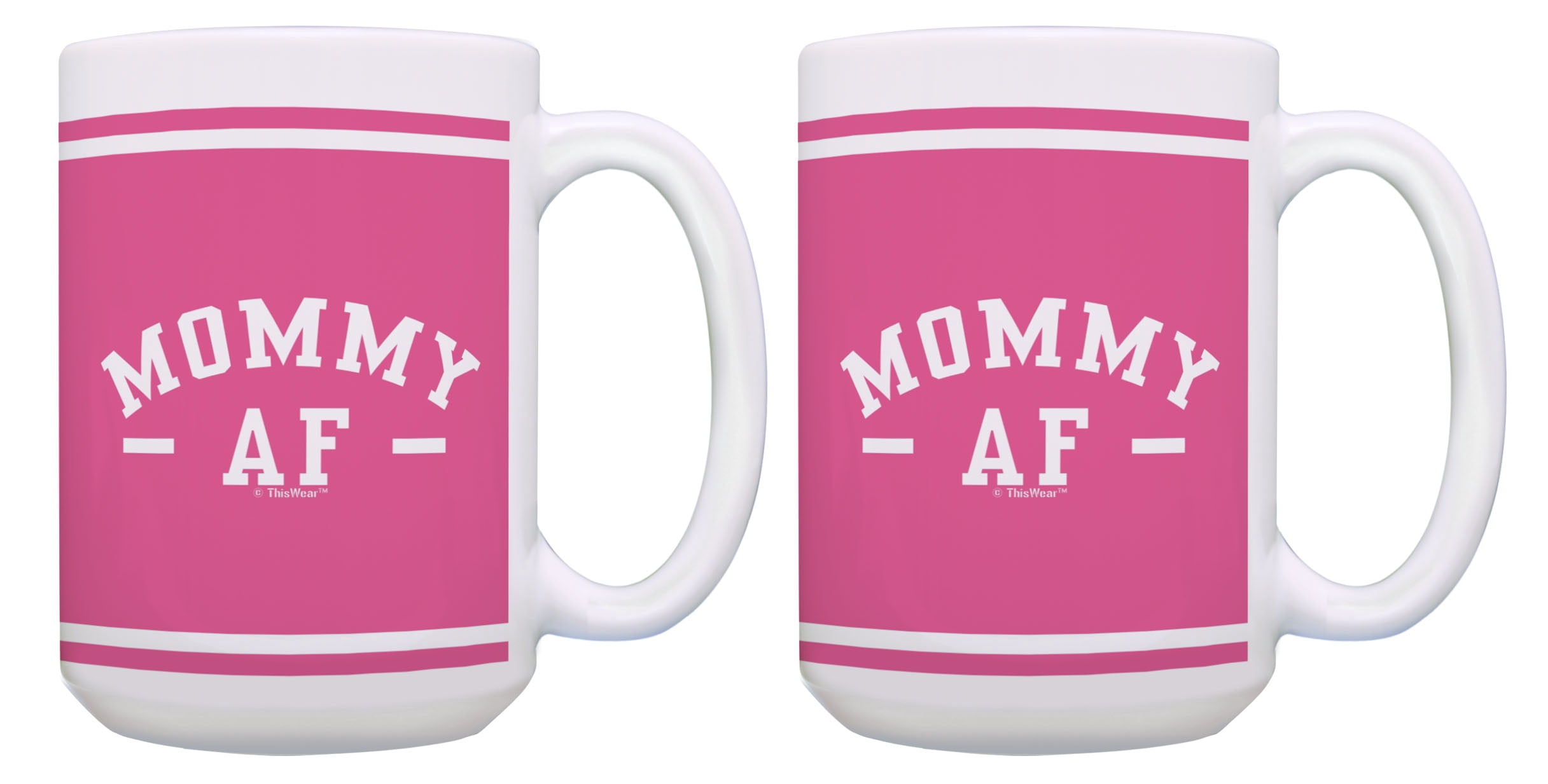 ThisWear Mommy Mug Set Mommy AF Cup New Mommy Gifts Mother Daughter Gifts 2 Pack 15oz Mugs Cups Pink