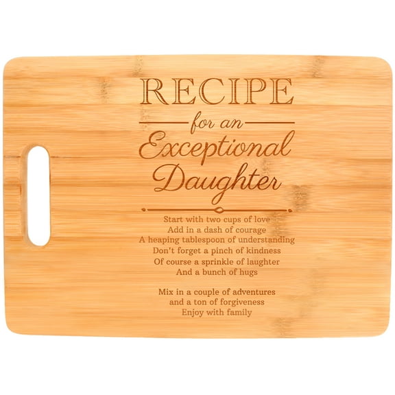 ThisWear Mother Daughter Gifts Recipe for an Exceptional Daughter Engraved Big Rectangle Bamboo Cutting Board