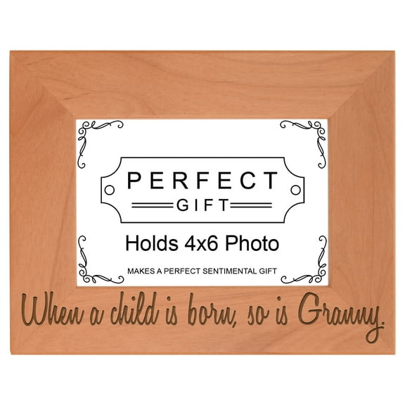 ThisWear Mother's Day Gift Child is Born So is Granny Wood Laser 4x6 Landscape Picture Frame