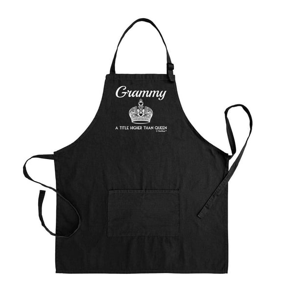 ThisWear Mother's Day Gift Grammy a Title Higher Than Queen Two Pocket Apron Black WAPN-0216