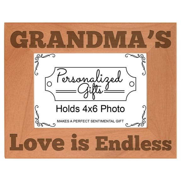 ThisWear Mother's Day Gift Grandma's Love is Endless Wood Laser 4x6 Landscape Picture Frame