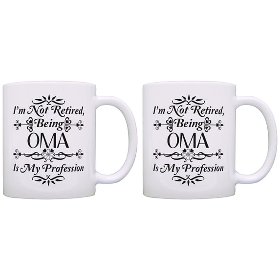 ThisWear Mother's Day Gift Not Retired Being Oma is My Profession 11 ounce 2 Pack Coffee Mugs