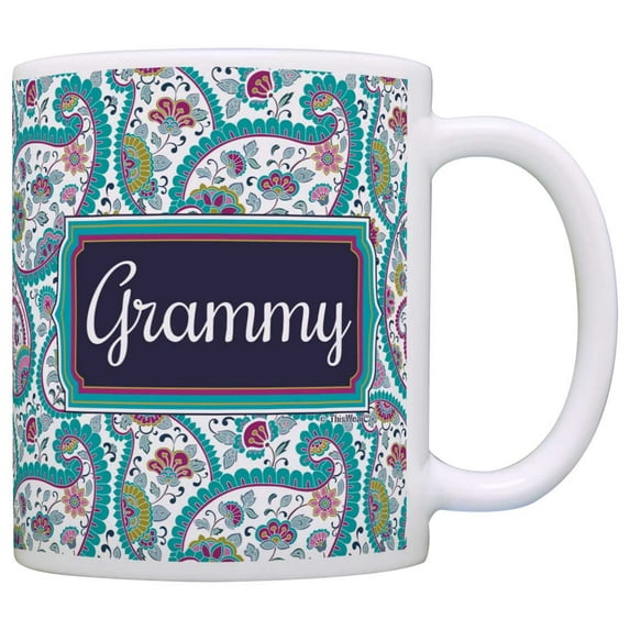 ThisWear Mother's Day Gift for Grammy Birthday Gift 11 ounce Coffee Mug Paisley