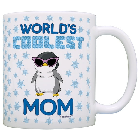 ThisWear Mother's Day Gifts World's Coolest Mom Penguin 11 ounce Coffee Mug