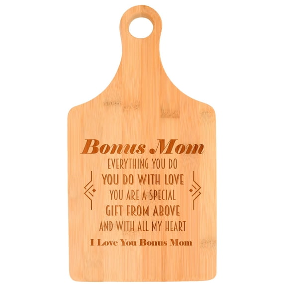ThisWear Mothers Day Gift for Step Mom Bon-s Mom You Are A Special Gift From Above Poem Paddle Shaped Bamboo Cutting Board
