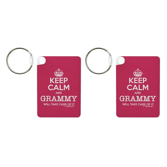 ThisWear Mothers Day Gifts for Grammy Keep Calm and Grammy Will Take Care of It Gifts from Grandchildren Grandma 2-pack Aluminum Rectangle Keychains Keytags