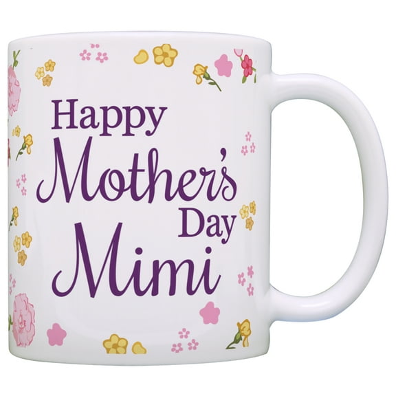 ThisWear Mothers Day Gifts Happy Mother's Day Mimi Gift for Grandma Mom 11 ounce Coffee Mug Floral
