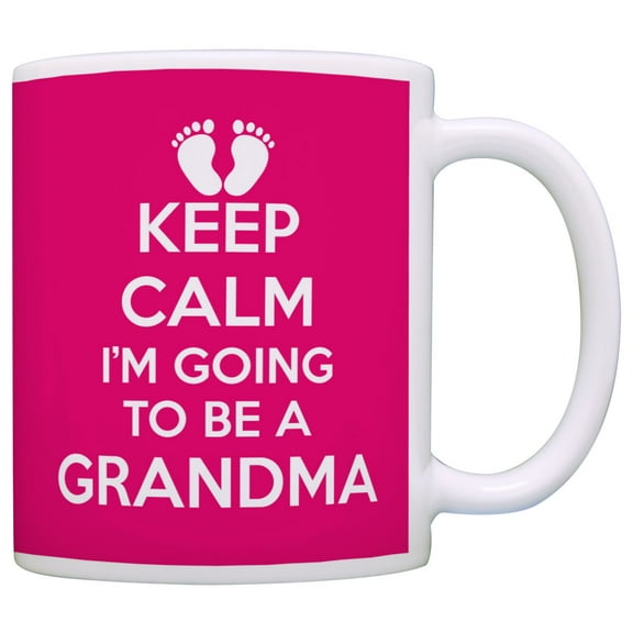 ThisWear Mothers Day Gifts Keep Calm I'm Going to be a Grandma Expecting Grandma 11 ounce Coffee Mug Pink