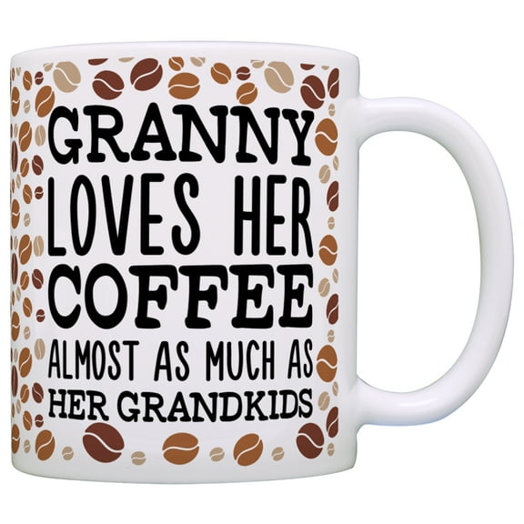 ThisWear Mothers Day Gifts for Grandma Granny Loves Coffee and Grandkids 11 ounce Coffee Mug Coffee Bean